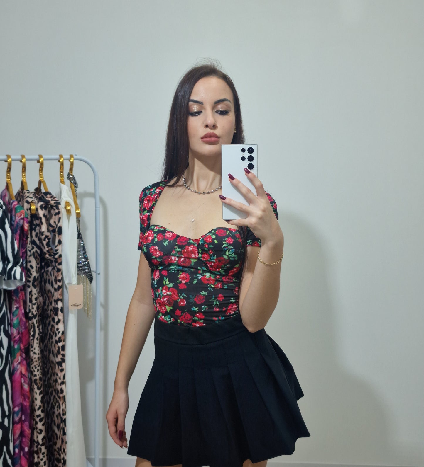 Lara|Body floreale con scollo a cuore