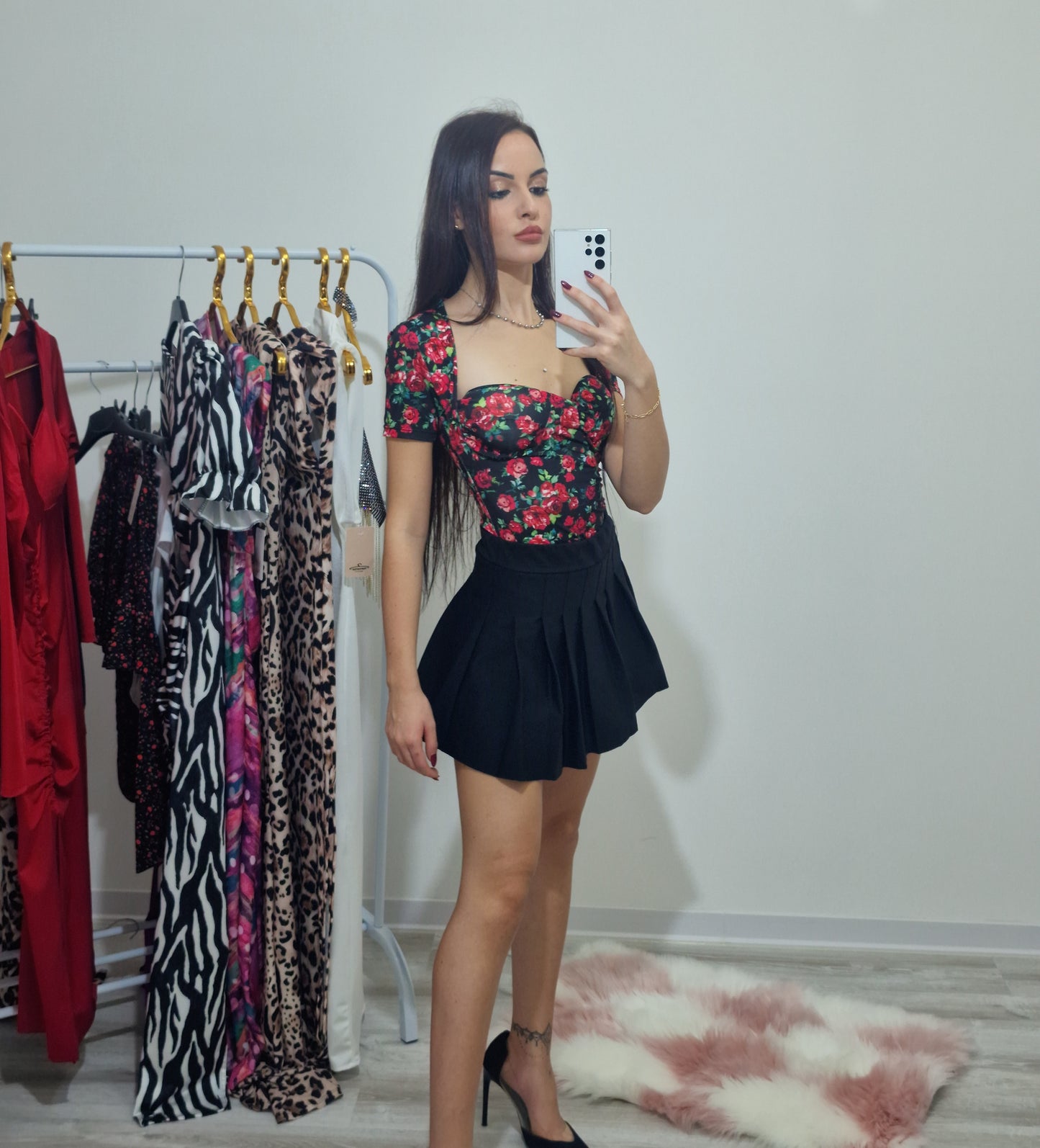 Lara|Body floreale con scollo a cuore