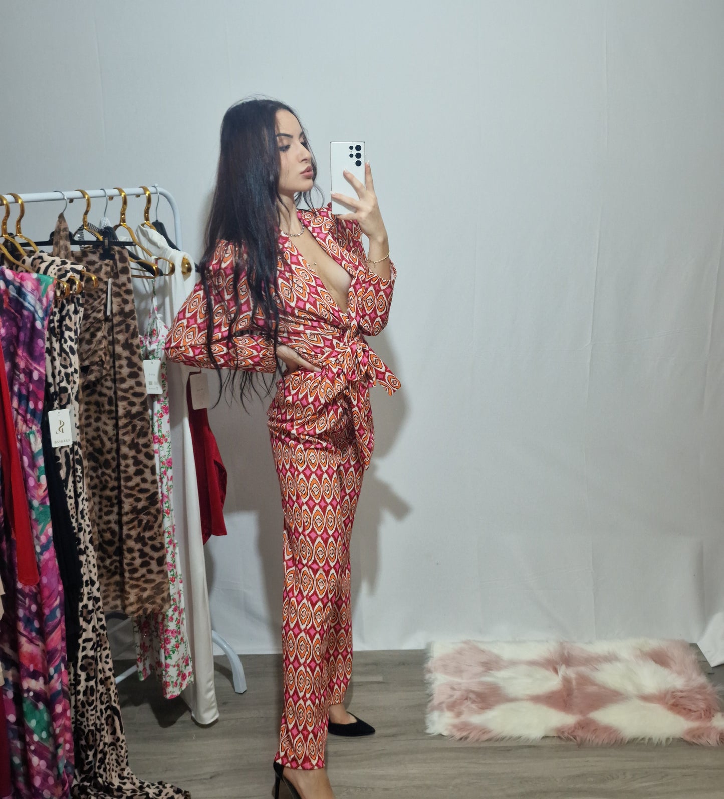 Eva|Coordinato elegante pantalone e giacca con cintura