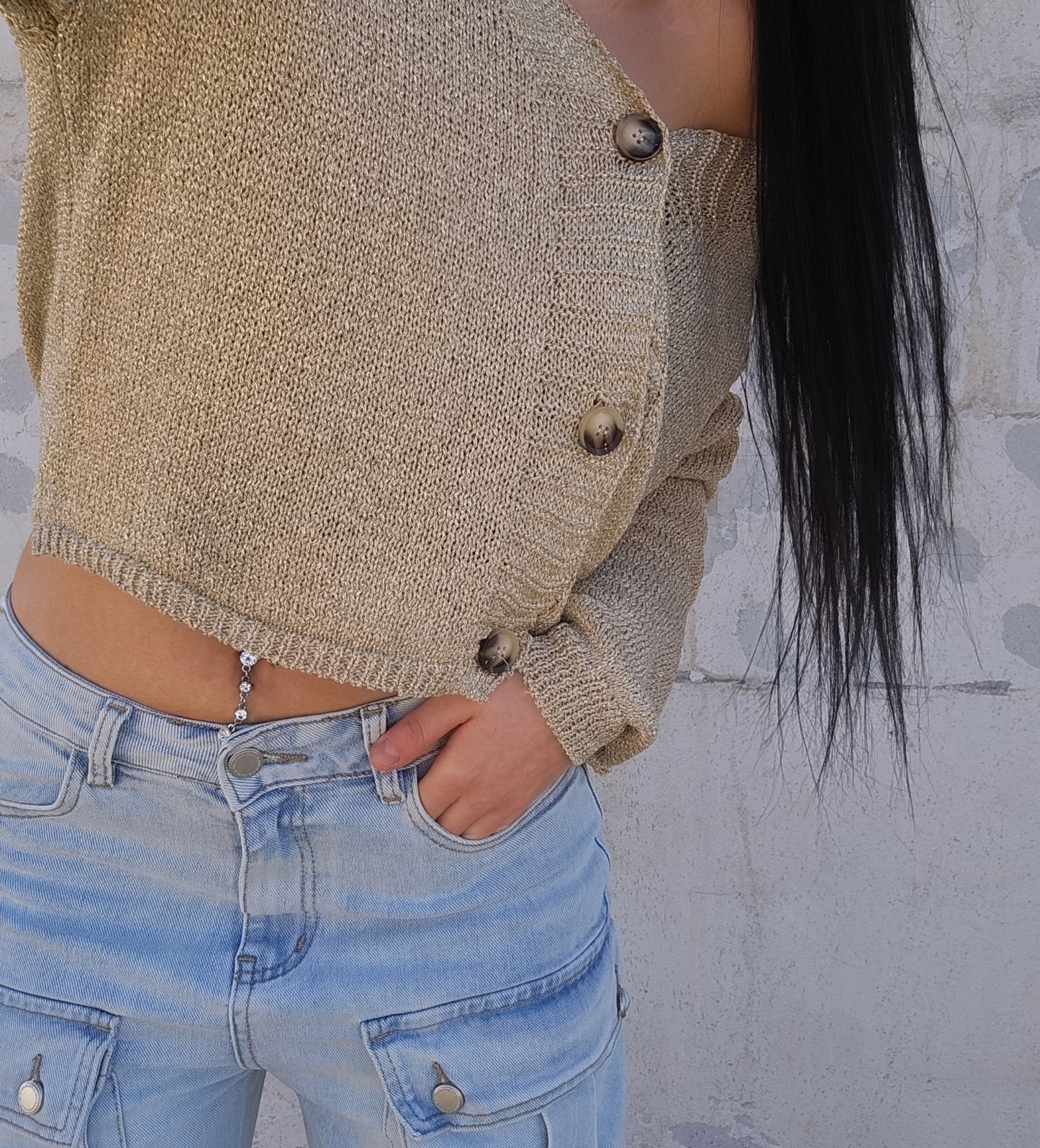 Dion|Cardigan dorato